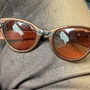 Aldo Tura Brown Round Women's Sunglasses with Decorative Silver Bridge